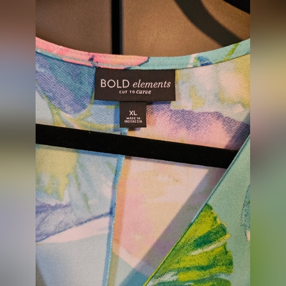 Tropical Leaf Faux Wrap Dress, Plus Size 16 - Picture 4 of 15